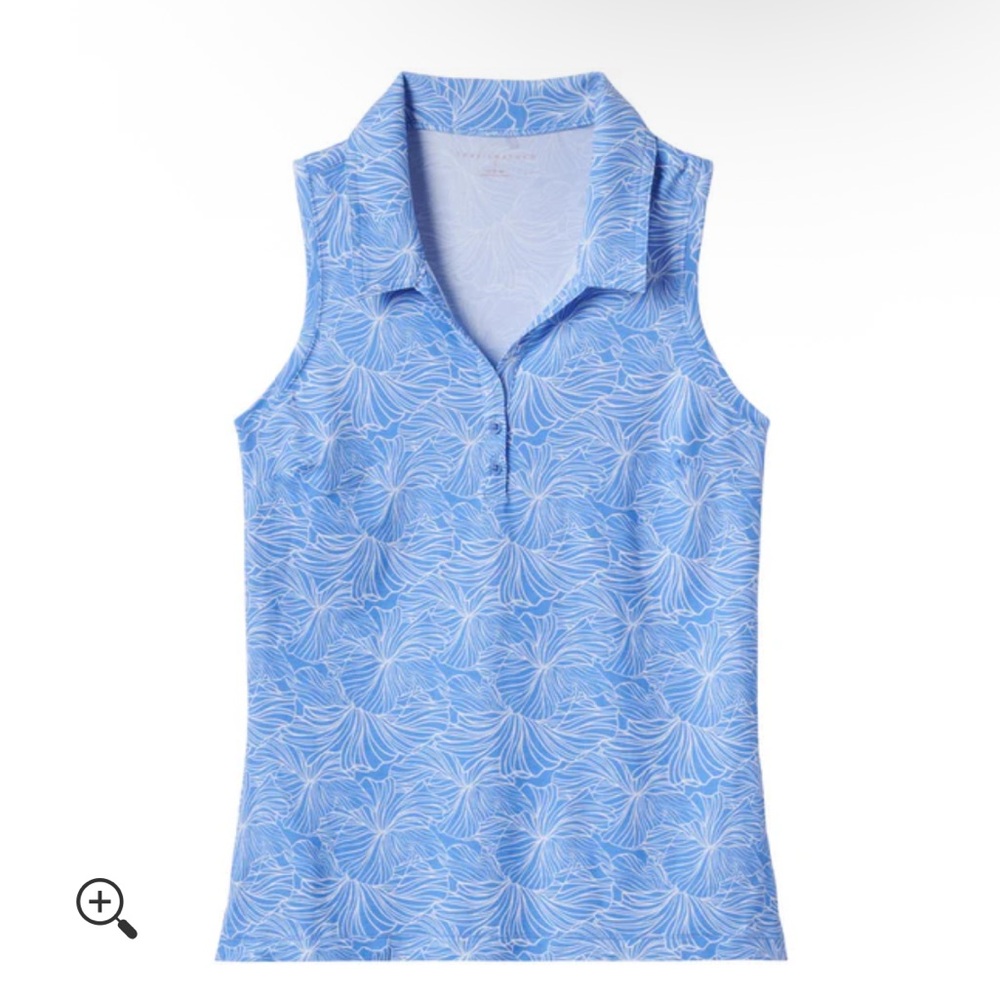 NWT Travis Mathew Featherweight Printed Golf Polo Light Blue Floral Sleeveless